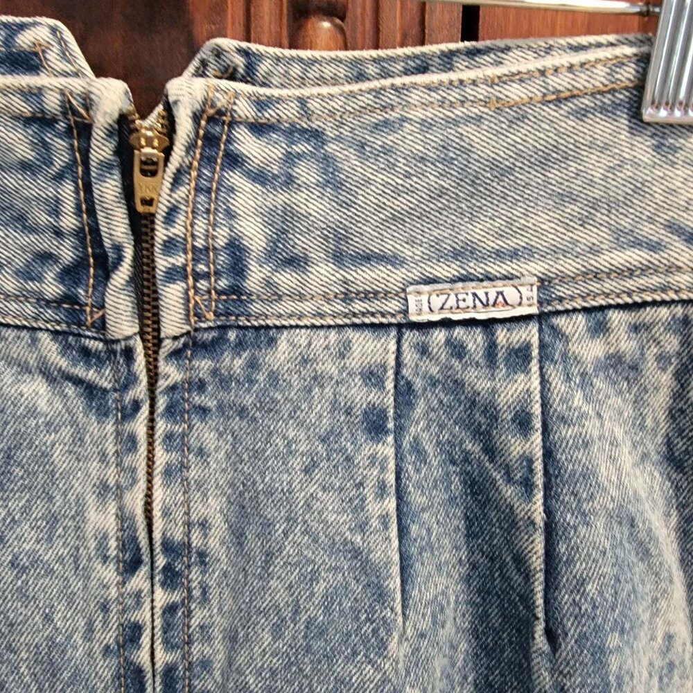 Vintage Zena USA Denim Slit Skirt Womens Blue Denim Maxi 90s Acid Wash Sz M - Picture 3 of 6